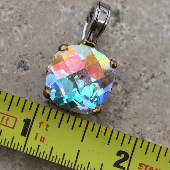 Multi Faceted Throne Room Fire Aurora Borealis Rainbow Ice Glam AB CZ Pendant - Picture 4 of 6